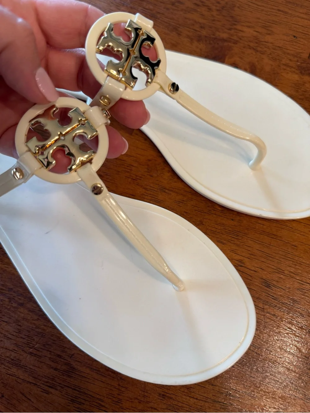 Tory Burch Ivory White Mini Miller Jelly Thong Sandals Sz 12